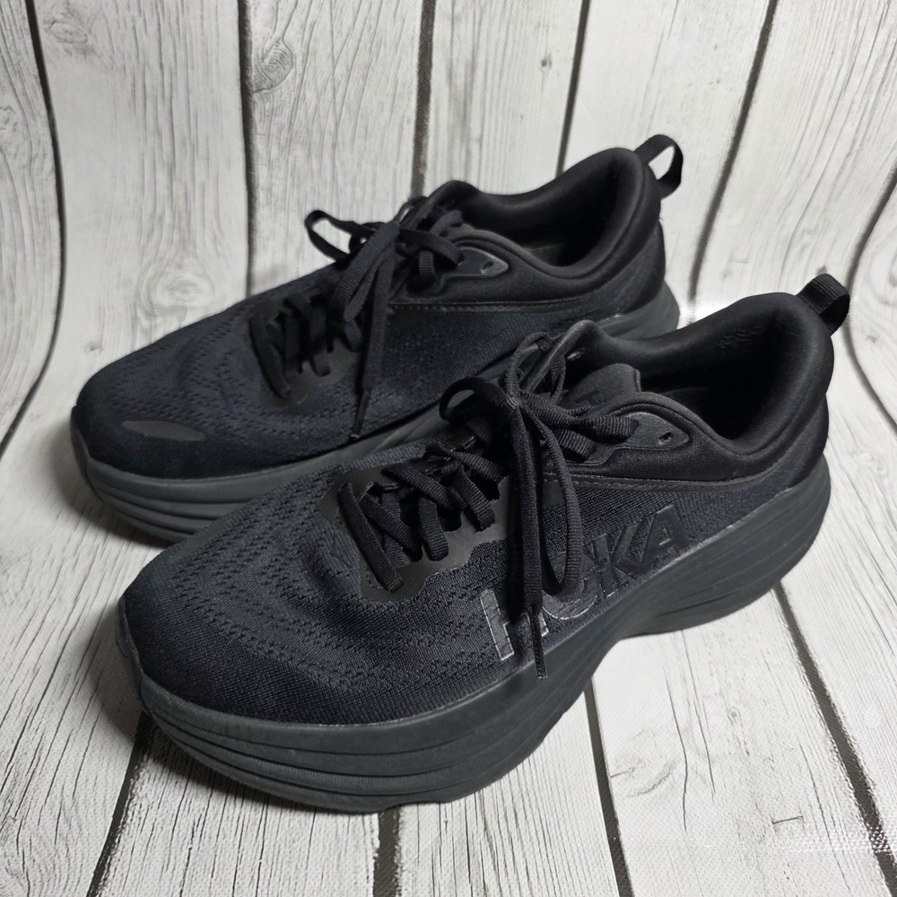 Hoka One One Bondi 8 Sneakers Womens 9 Black Athletic Running Training Shoes